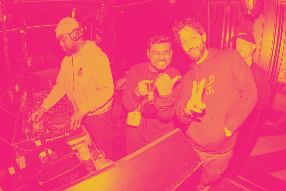 The Goldfat crew behind the decks on a night out